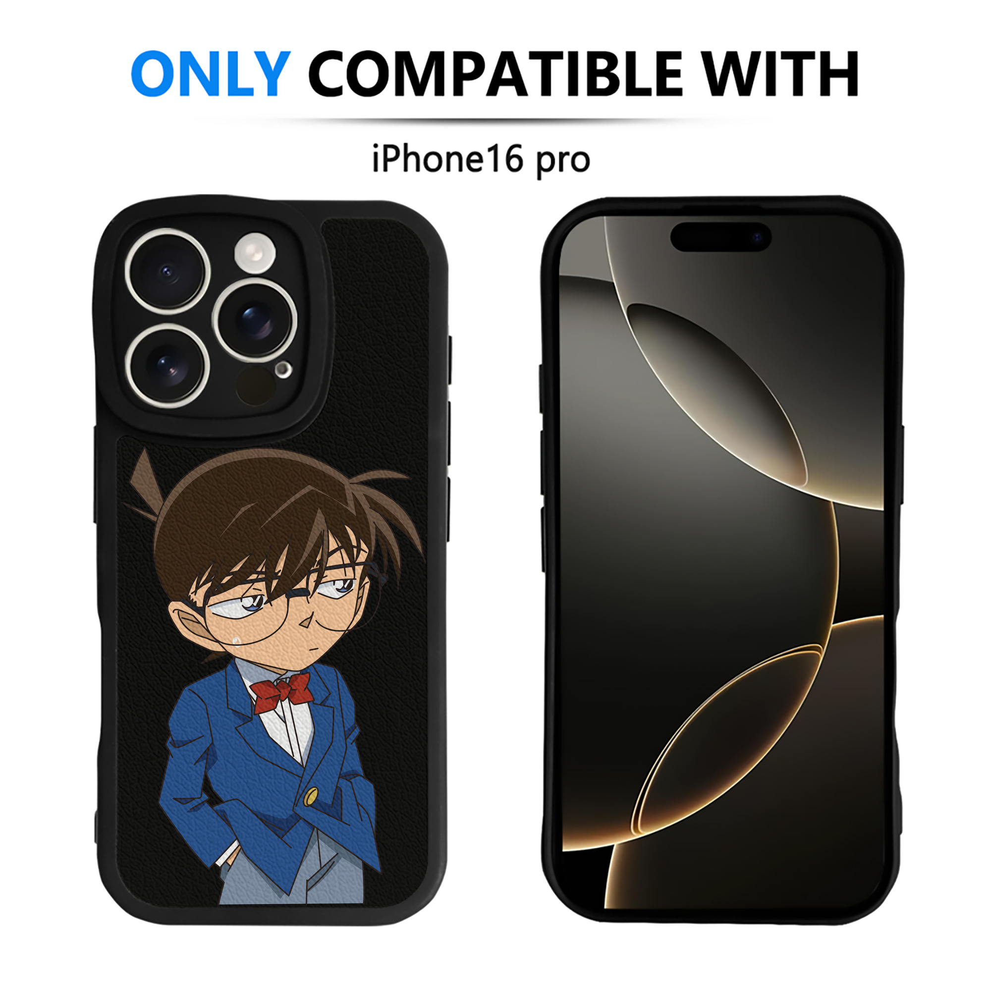 （画像用） 名探偵コナン 江戸川 コナン Detective Conan Conan Edogawa 【iPhone 16シリーズ対応】シリコンスマホケース（レザー調） 材質：シリコン